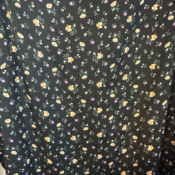 American Eagle Black Mini Floral Midi 90s Style Slit Open Back Dress XS - Picture 4 of 6